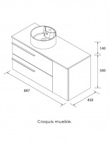 Conjunto 2 cajones + 1 puerta croquis derecha