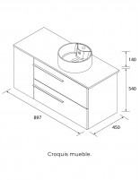 Conjunto 2 cajones + 1 puerta croquis izquierda