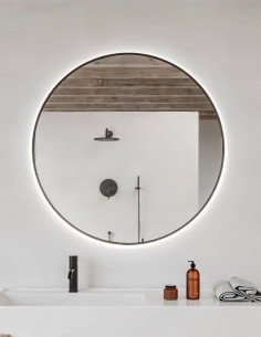 Espejo redondo con led negro - dorado LUCA de BathDecor