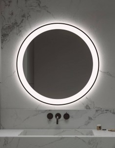 Espejo redondo con led negro - dorado VEGA de BathDecor