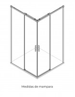 Croquis Mampara angular 2 fijos y 2 correderas cromo - MARIE de Bathplus