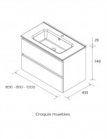 Mueble baño lavabo negro croquis