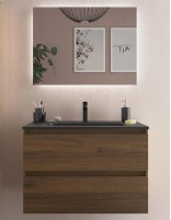 Mueble baño lavabo negro 80 nogal