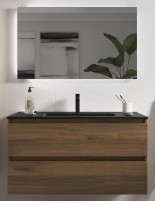 Mueble baño lavabo negro nogal