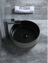 Detalle Lavabo fino CILIN VERDE/NEGRO de Probath