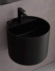 Lavabo a pared negro - Monolith Round de Salgar