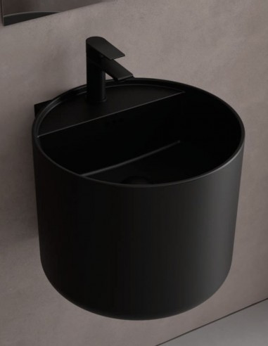 Lavabo a pared negro - Monolith Round de Salgar