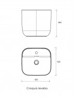 Lavabo pared cuadrado negro croquis