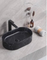 Detalle Lavabo fino CORINTO OVALO NEGRO MARQUINA de Probath