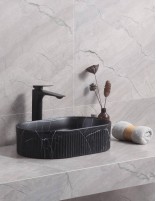 Detalle Lavabo fino CORINTO OVALO NEGRO MARQUINA de Probath