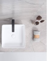 Detalle Lavabo fino CORINTO IBI BLANCO BRILLO de Probath