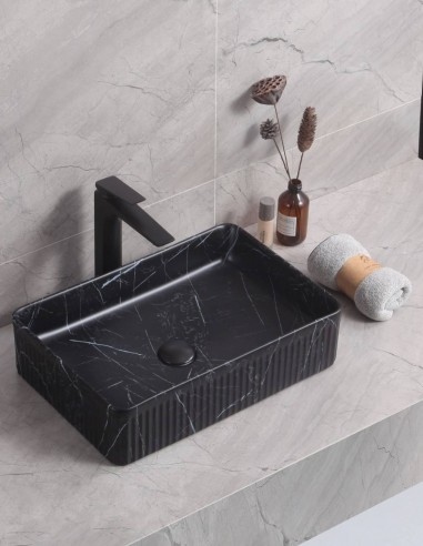 Detalle Lavabo fino CORINTO RT5034 NEGRO MARQUINA de Probath