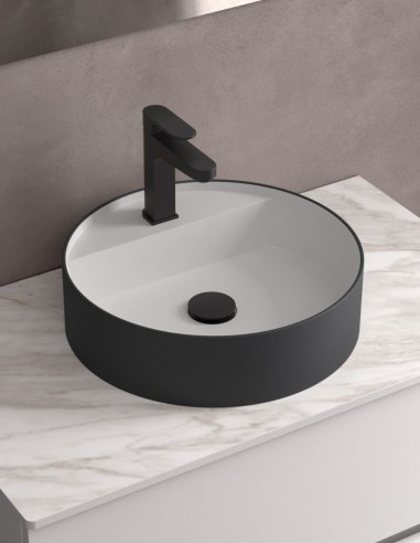 Lavabo redondo bicolor antracita