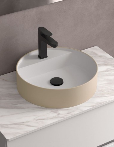 Lavabo redondo bicolor modelo sobremesa Bica de Salgar