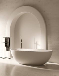 Detalle Bañera vista ovalada blanca EYRE de NUOVVO