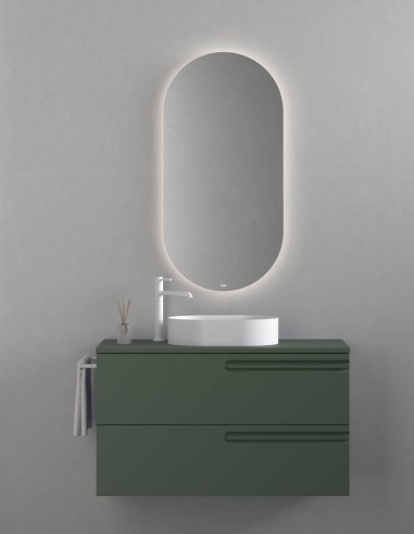 Acabado verde forest Mueble de baño Econic Compact 2 cajones + lavabo sobre encimera - de Royo