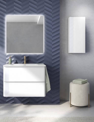 Mueble de baño Dai 2 cajones + lavabo integrado - de Royo Acabado blanco