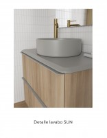 Detalle Mueble de baño Dai 2 cajones + lavabo sobre encimera SUN