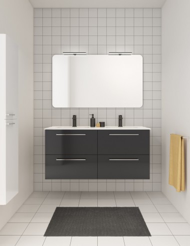 Mueble de baño Easy 120 cm 4 cajones + lavabo integrado de Royo Acabado Wengué