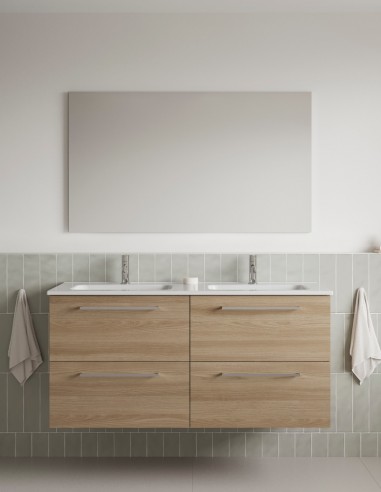 Mueble de baño Easy 120 cm 4 cajones + lavabo integrado de Royo Acabado Nogal Arenado