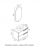Croquis mueble + espejo axis Mueble de baño Econic Compact 2 cajones + lavabo sobre encimera - de Royo