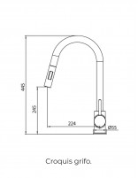 Grifo cocina extraíble monomando acero croquis