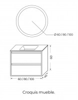 Mueble de baño colgante lavabo croquis