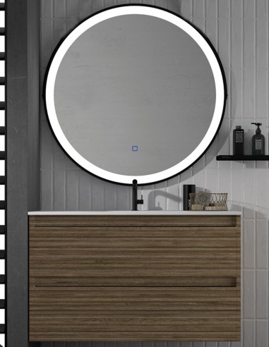 Mueble de baño con lavabo tiradores negros o cromo ribons