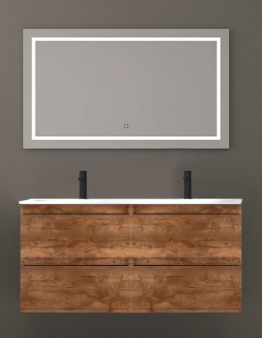 Mueble cuarto baño con lavabo doble OSUNA 4 cajones rustik