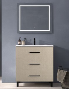 Mueble baño detalles negros modelo FUNY blanco satinado 2