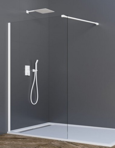 Mampara blanca fija modelo vidrio de 8 mm. SCREEN de GME