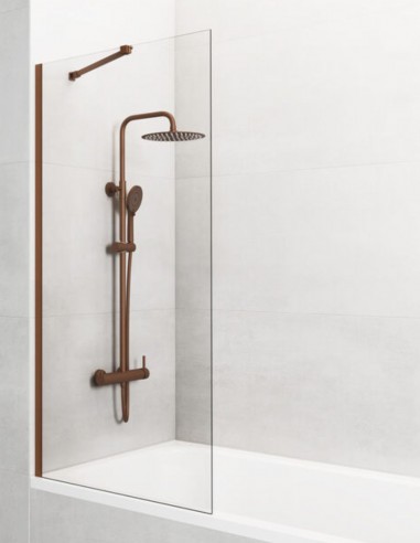 Mampara bañera cobre modelo fijo con vidrio de 8 mm. SCREEN de GME