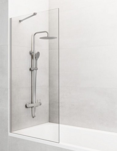 Mampara bañera níquel modelo fijo con vidrio de 8 mm. SCREEN de GME