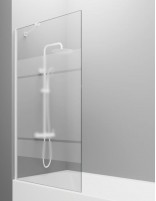 Mampara bañera blanca decorada