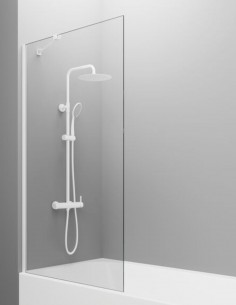 Mampara bañera blanca modelo fijo con vidrio de 8 mm. SCREEN de GME