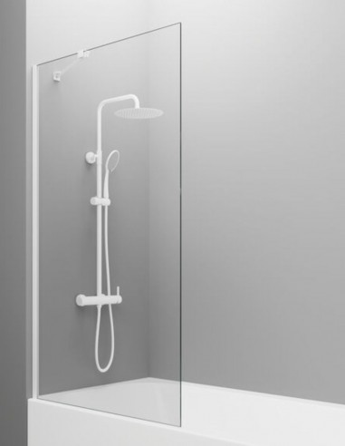 Mampara bañera blanca modelo fijo con vidrio de 8 mm. SCREEN de GME