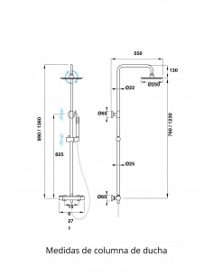 Conjunto ducha termostática blanca modelo IRIS de Aquassent 2