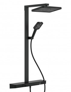 Columna con repisa de cristal templado modelo KATA negra