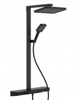 Columna con repisa de cristal templado modelo KATA negra