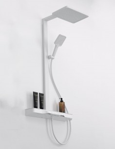 Columna blanca con repisa de cristal templado modelo ITALIA