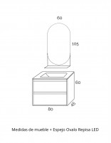 Mueble con lavabo + Espejo Óvalo - ENMA 2 cajones Croquis Enma 2 cajones
