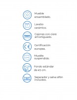 Datos Mueble 140 cm 2 cajones + 2 huecos + 2 cajones con Lavabo Kuvic Negro ENMA