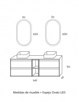 Croquis Mueble 140 cm 2 cajones + 2 huecos + 2 cajones con Lavabo Kuvic Negro ENMA