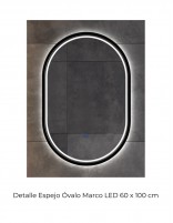 Detalle espejo Mueble 140 cm 2 cajones + 2 huecos + 2 cajones con Lavabo Kuvic Negro ENMA