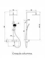 Grifería de ducha con repisas croquis