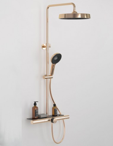 Barra ducha repisa oro rosa modelo MILO