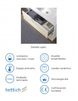 Mueble 2 cajones + 2 huecos + encimera blanca - AZO Mueble con lavabo y espejo datos