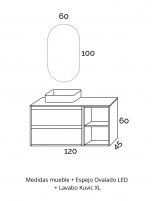 Croquis Mueble 2 cajones + 2 huecos + encimera blanca - croquis 120