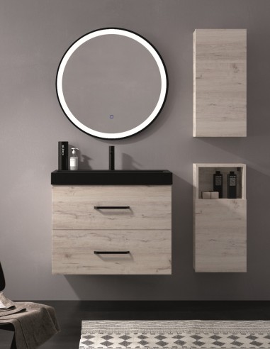 Mueble baño suspendido 2 cajones + lavabo resina TEDI