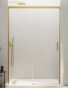 Mampara GME Basic Dorada modelo de 1 fijo y 1 corredera sin perfil inferior